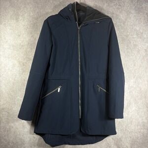 French Connection Softshell Jacket Women M Navy Blue Hooded Parka Casual Outdoor